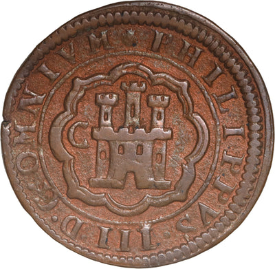 SPAIN, Cuenca, copper cob 4 maravedis, Philip III, 1603.
