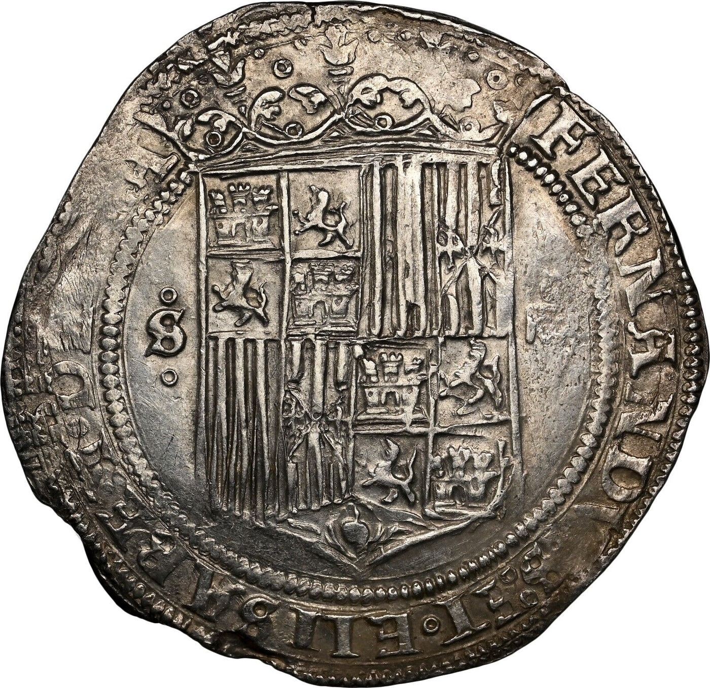 SPAIN, Seville, 4 reales, Ferdinand-Isabel, assayer * on reverse MS 62