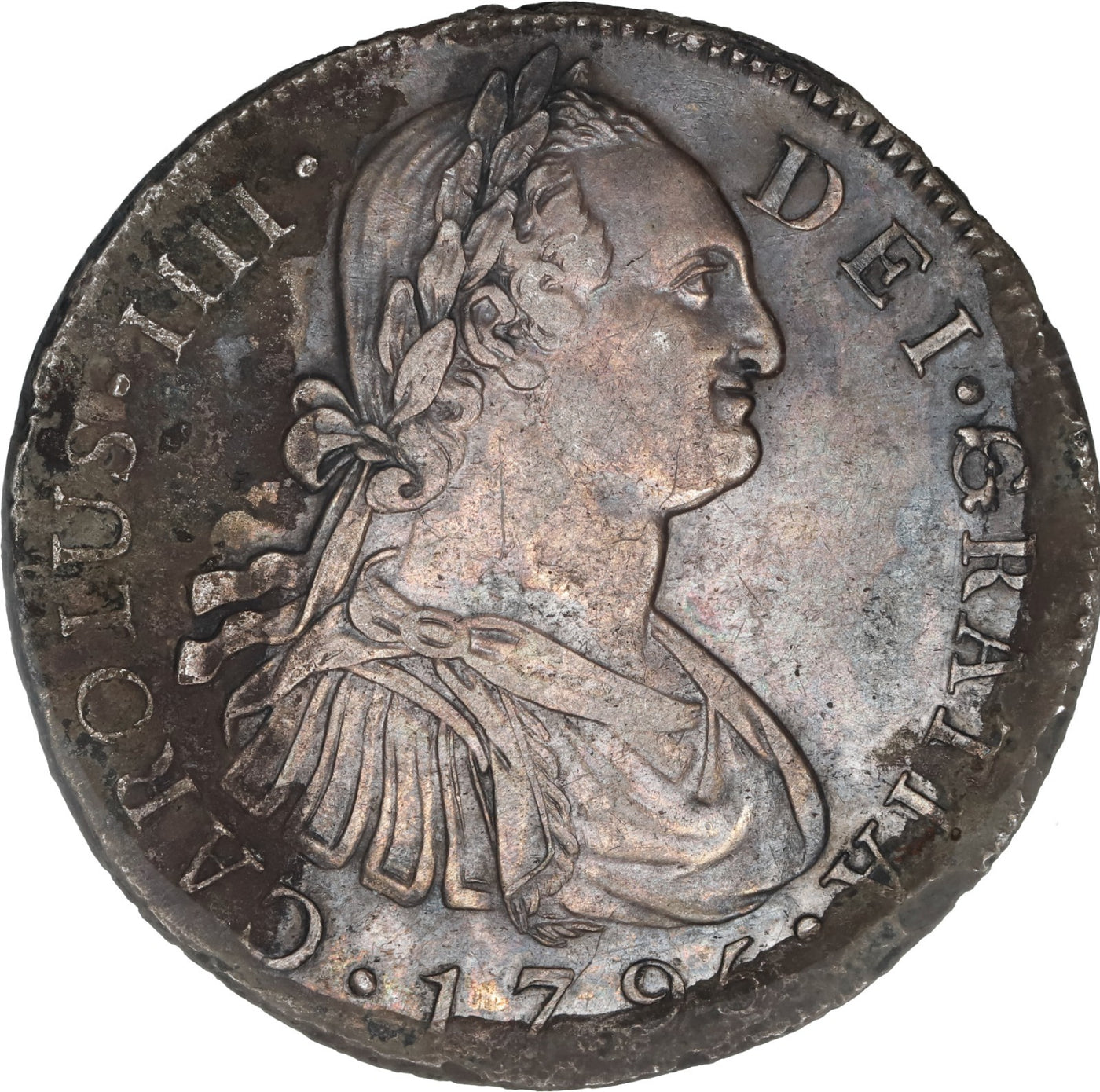 GUATEMALA, Guatemala City, bust 8 reales, Charles IV, 1795 M.
