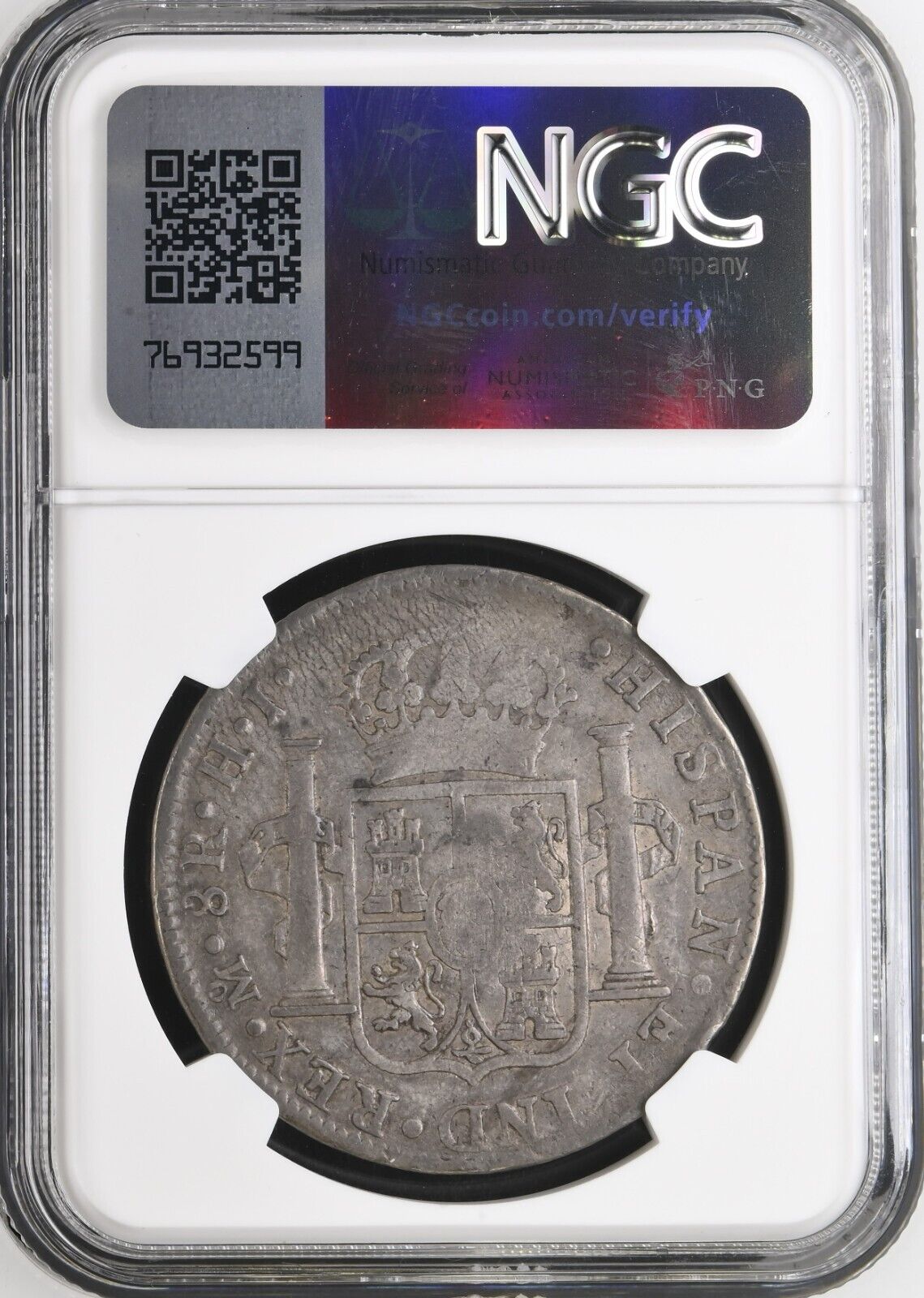 PORTUGAL 870 Reis Countermark (1834) on Mexico 1811 HJ 8R NGC VF 35 Ex-Hubbard