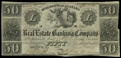 Decatur Mississippi & Alabama Real Estate Banking Company $50 1839 Haxby-MS65G32