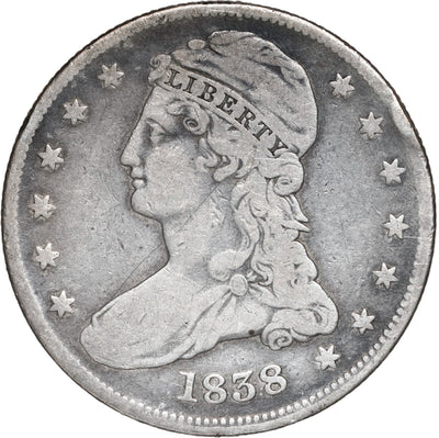 UNITED STATES, Philadelphia mint, Capped Bust half dollar, 1838.