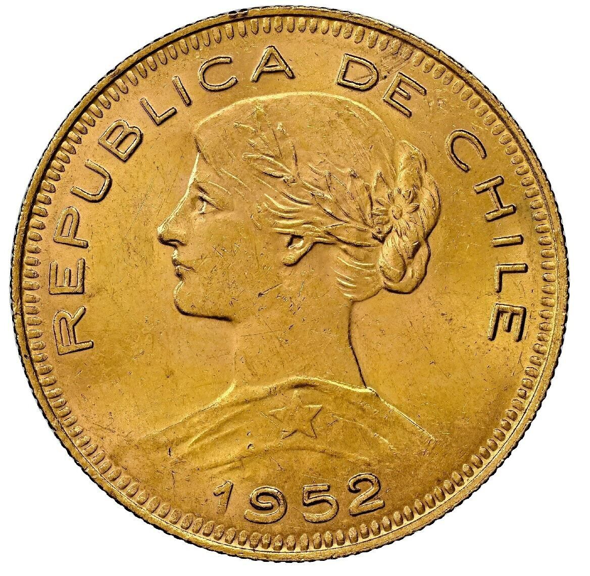 Santiago Chile Gold 100 Pesos (Condores) 1952 NGC MS 62