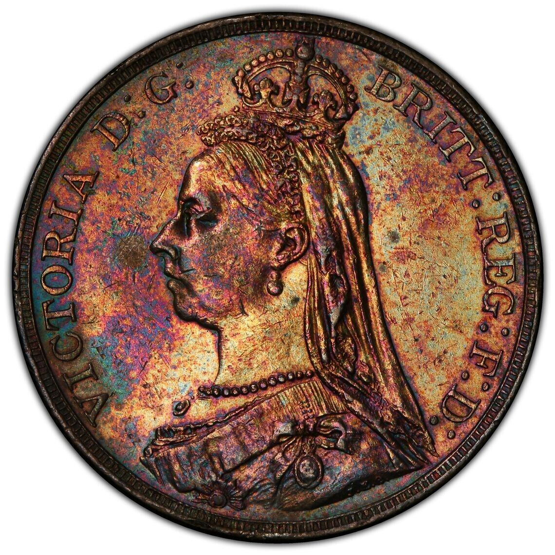 Great Britain, crown, 1890, Victoria I, PCGS AU detail / cleaned.