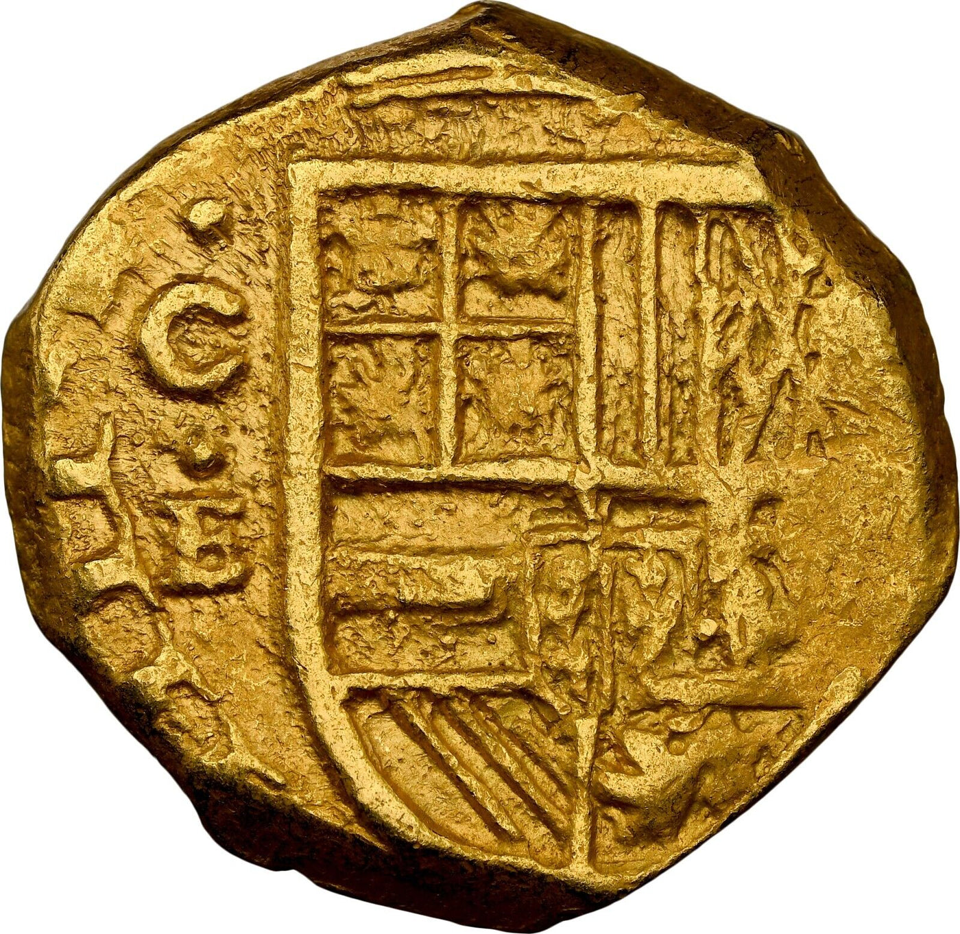 COLOMBIA, Cartagena, gold cob 2 escudos, (1634), assayer E NGC MS 63