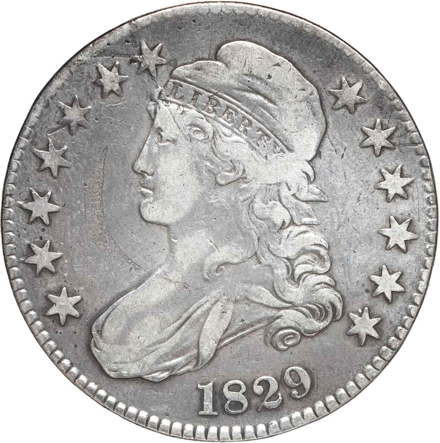 UNITED STATES, Philadelphia mint, Capped Bust half dollar, 1829, Lettered Edge.