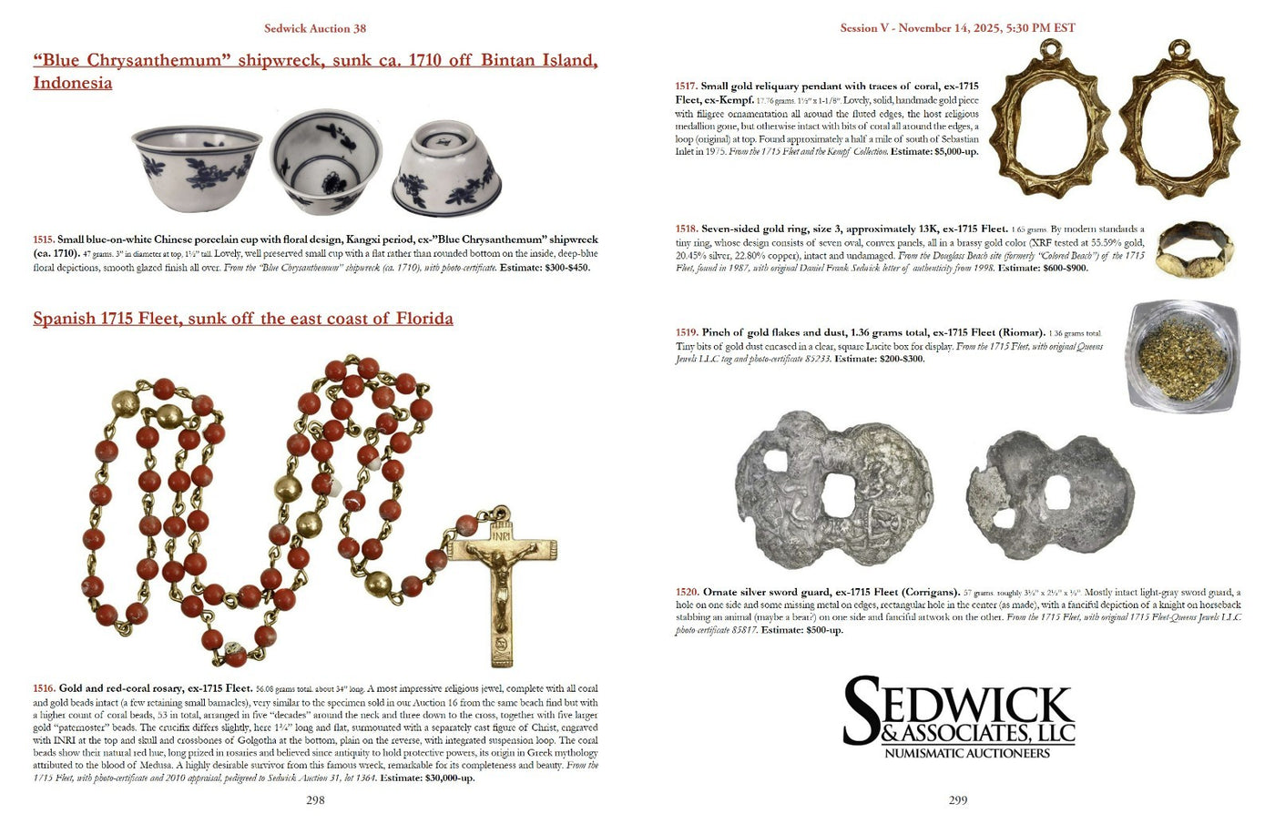 Sedwick Auction 38 Nov. 13-15, 2025 Catalog - U.S., World, & Shipwreck Coins