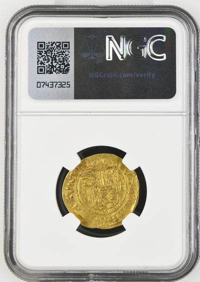 SPAIN Seville Gold Excelente Ferdinand-Isabel Dot between Busts NGC AU 55