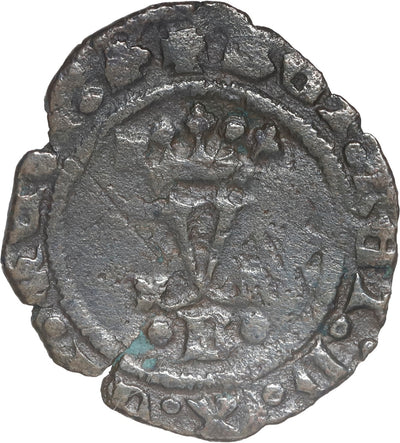 SPAIN, Burgos, copper blanca, Ferdinand-Isabel, mintmark B below crowned Y.