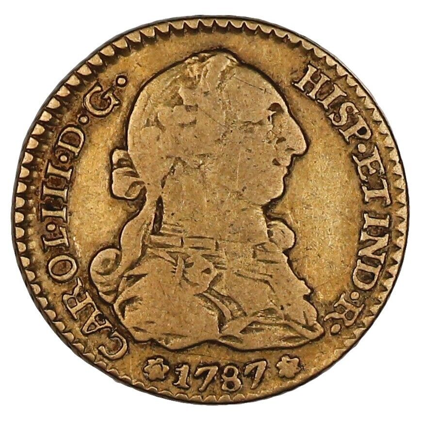 Seville Spain Gold Bust 1 Escudo Charles IV 1787 CM