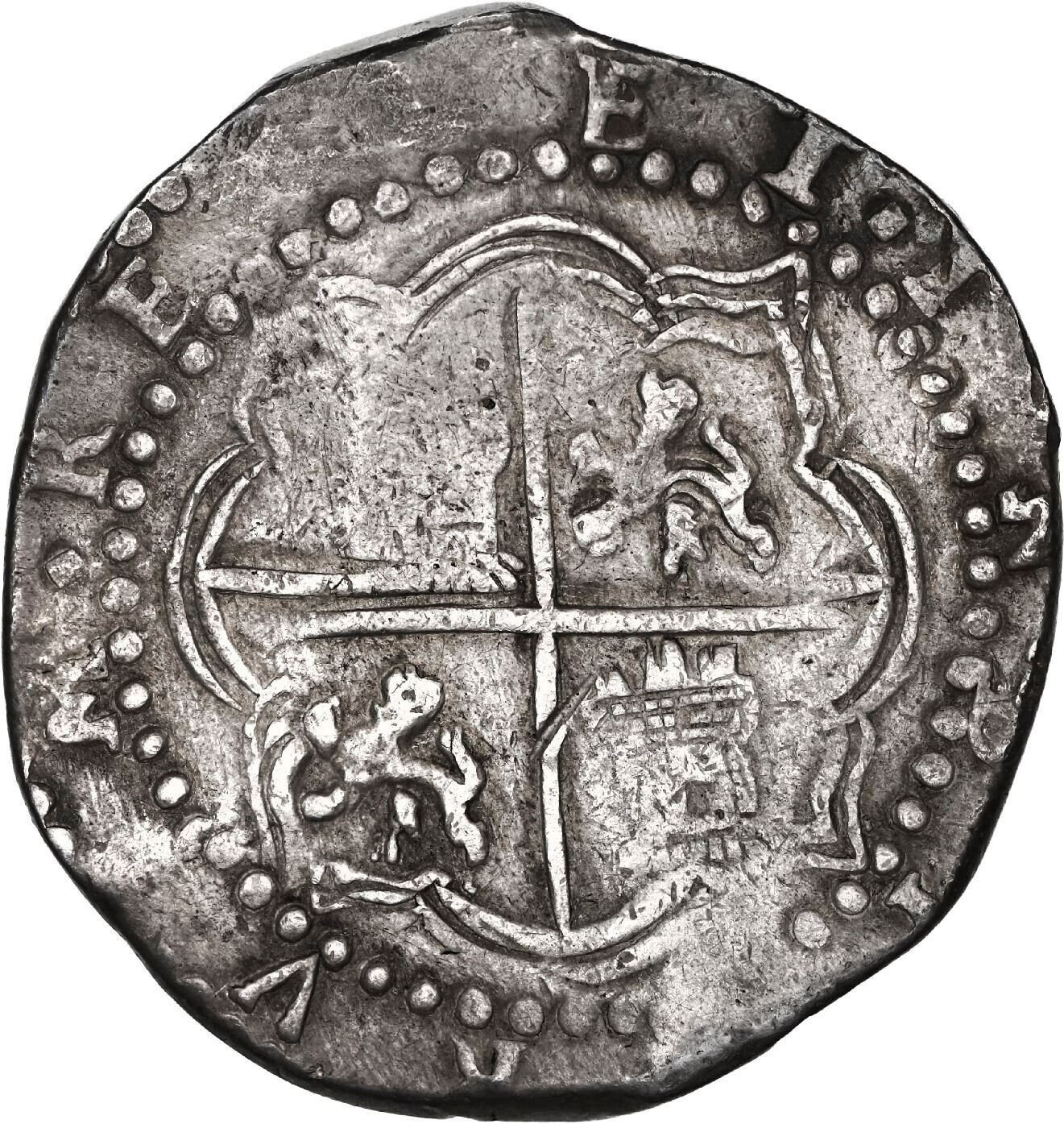 Potosí, Bolivia Silver Cob 8 Reales Philip II Assayer B (Late 3rd Period)