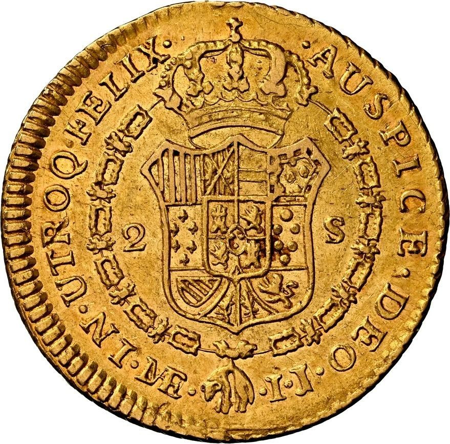 PERU Lima Gold Bust 2 Escudos Charles IV 1792 IJ NGC AU Details Ex-Sellschopp