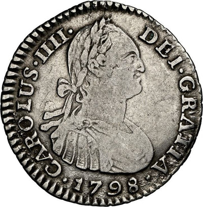 COLOMBIA, Bogotá, bust 1 real, Charles IV, 1798 J J, mintmark N•R, NGC VF 25
