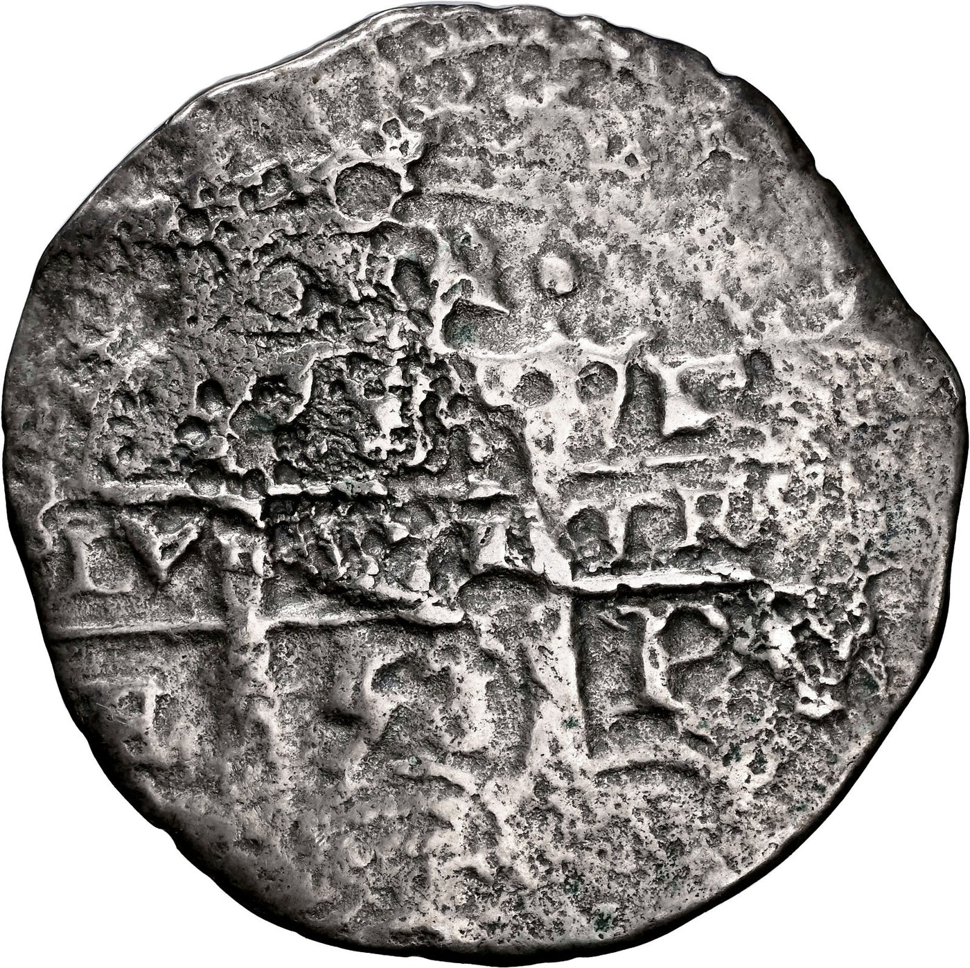 Capitana Shipwreck (1654) BOLIVIA, Potosi, cob 8 reales, 1653 E, with dot-PH-dot