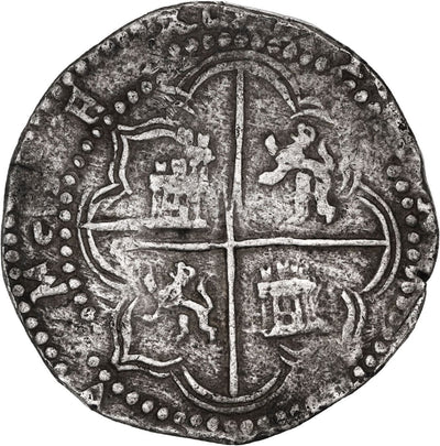 Potosí, Bolivia Silver Cob 8 Reales Philip II Assayer B (3rd Period)