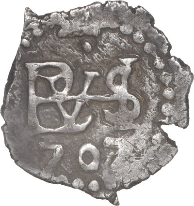 Peru, Lima, cob 1/2 real, Philip V, 1707.