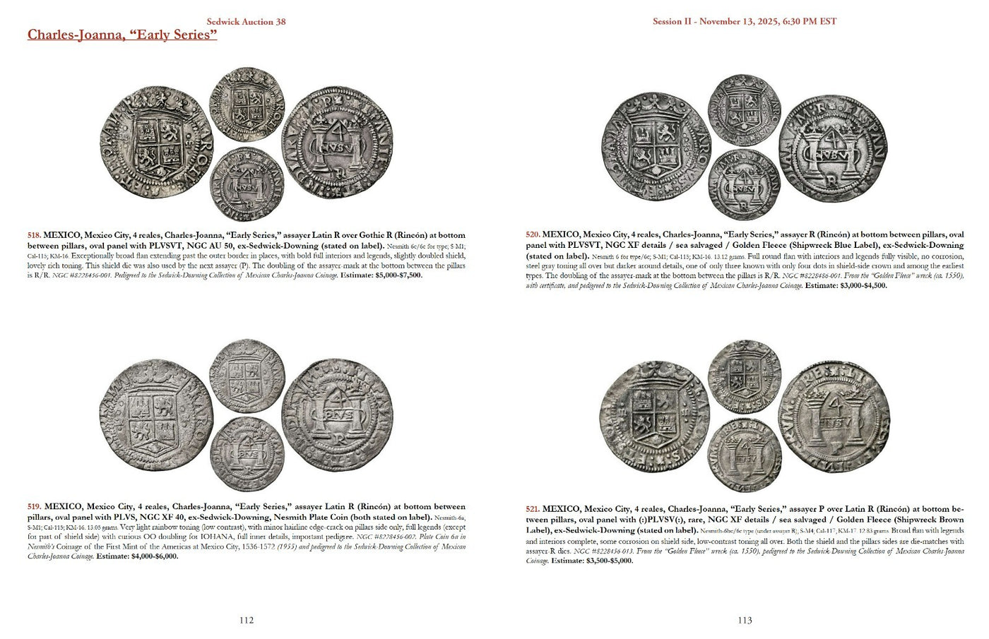 Sedwick Auction 38 Nov. 13-15, 2025 Catalog - U.S., World, & Shipwreck Coins