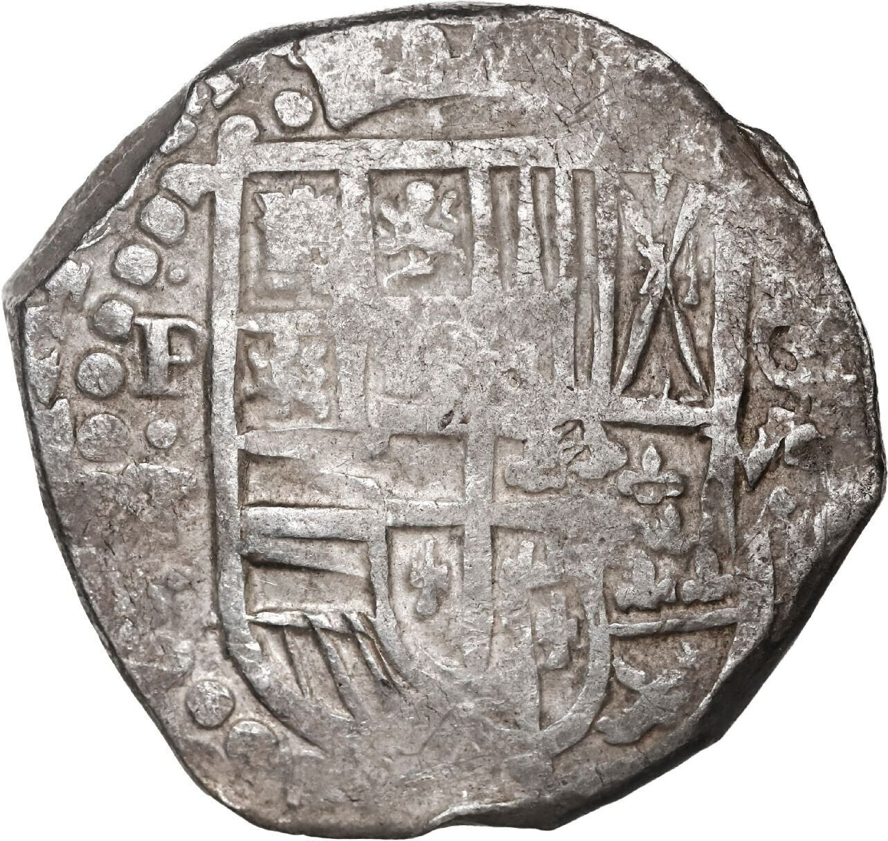 Potosí, Bolivia Silver Cob 8 Reales 1629 T Denomination o-VIII Heavy-Dot Borders