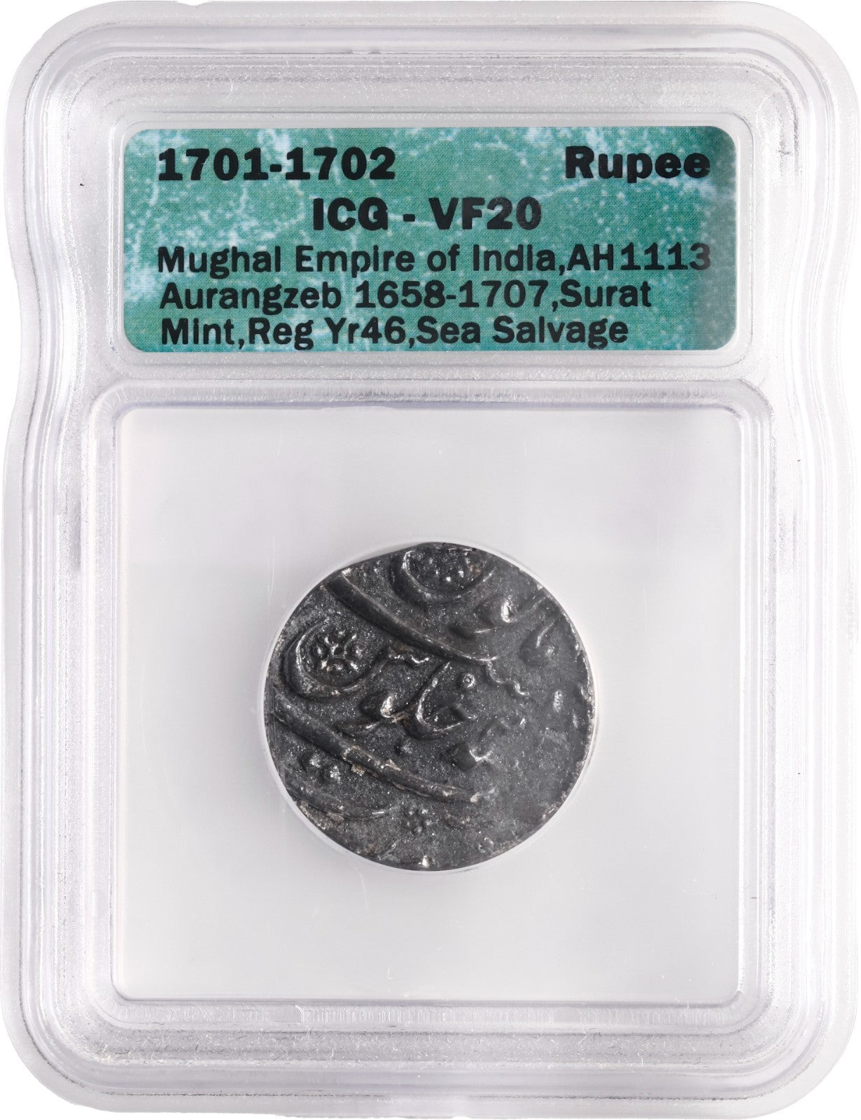 "Taj Mahal Treasure Shipwreck" (1702) INDIA (Mughal Empire), Surat, 1 rupee