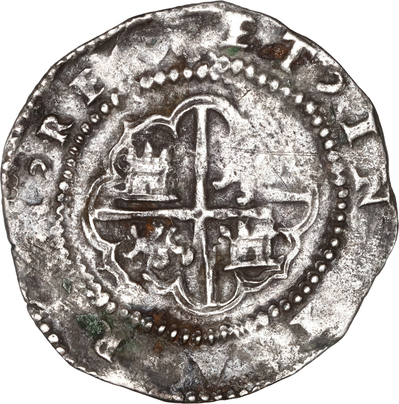 BOLIVIA, Potosí, cob 2 reales, Philip II, assayer L (1st period).