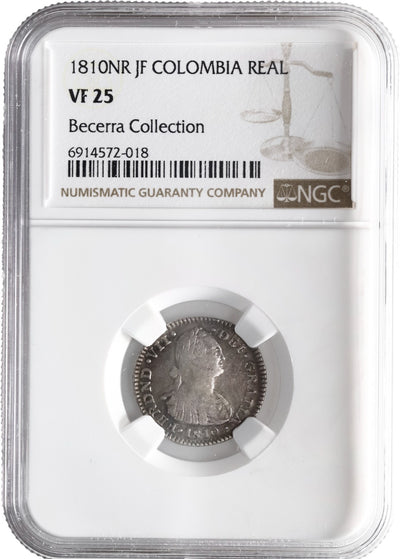 COLOMBIA, Bogotá, bust 1 real, Ferdinand VII (bust of Charles IV), 1810 J•F/J•J