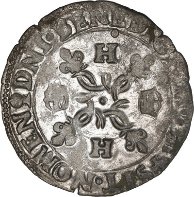 FRANCE, Rouen mint, billon douzain aux croissants, Henri II, 1551-B.