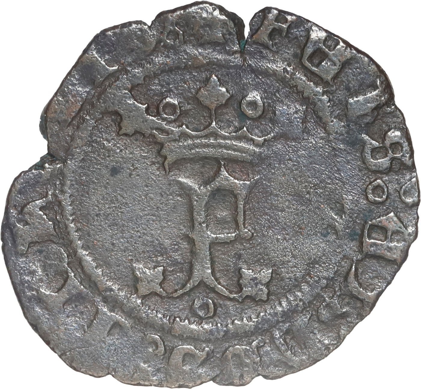 SPAIN, Burgos, copper blanca, Ferdinand-Isabel, mintmark B below crowned Y.