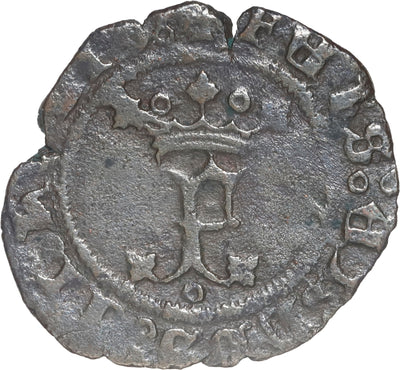 SPAIN, Burgos, copper blanca, Ferdinand-Isabel, mintmark B below crowned Y.