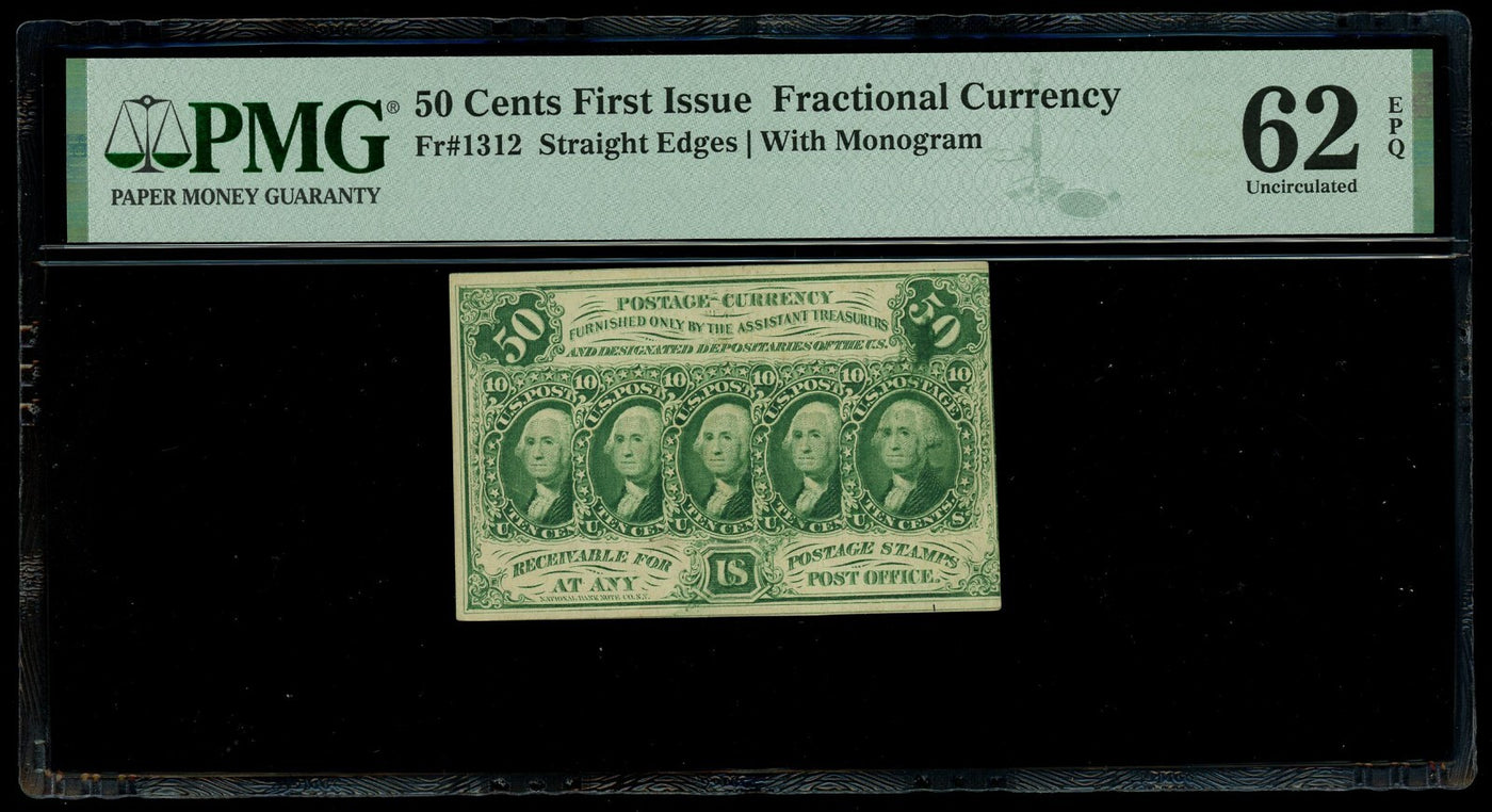 USA 50 Cents Fractional July 17, 1862 1st Issue PMG UNC 62 EPQ Fr-1312