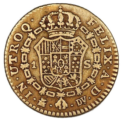 Madrid Spain Gold Bust 1 Escudo Charles III 1787 DV