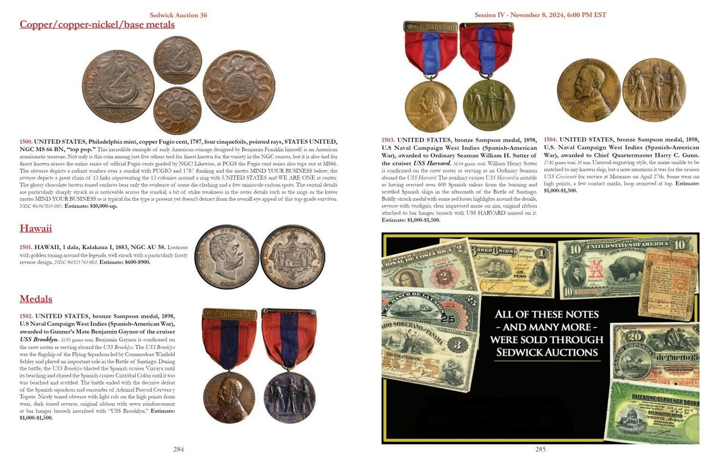 Sedwick Treasure Auction 36 Catalog Nov 7 & 8, 2024 - Shipwreck Coins & Rarities