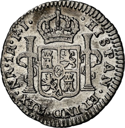 COLOMBIA, Bogotá, bust 1 real, Ferdinand VII (bust of Charles IV), 1819 FJ, NGC