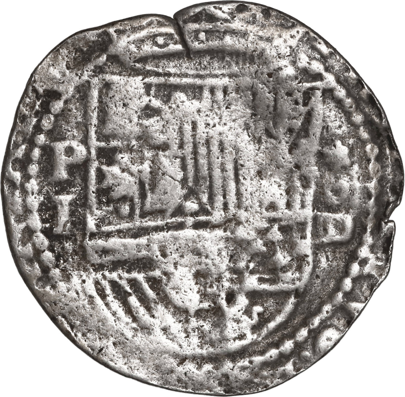 PERU, Lima, cob 1 real, Philip II, assayer Diego de la Torre, P-I to left