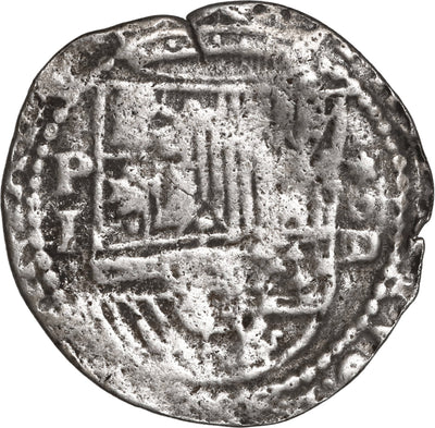 PERU, Lima, cob 1 real, Philip II, assayer Diego de la Torre, P-I to left
