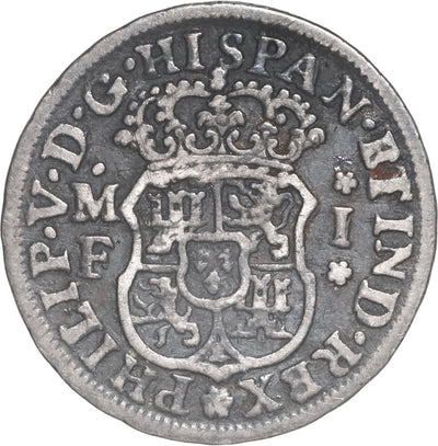 MEXICO, Mexico City, pillar 1 real, Philip V, 1738 MF.
