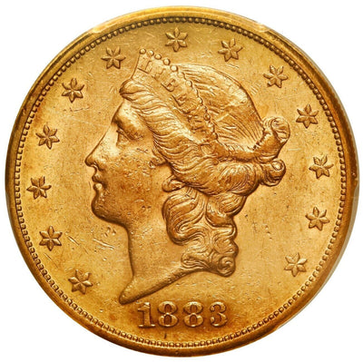 1883-S Liberty Head Gold Double Eagle $20 PCGS AU53 Saddle Ridge Hoard Label Box