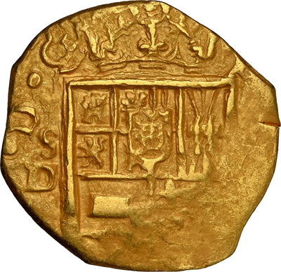 SPAIN, Seville, gold cob 1 escudo, Philip III, assayer D, NGC MS 62.