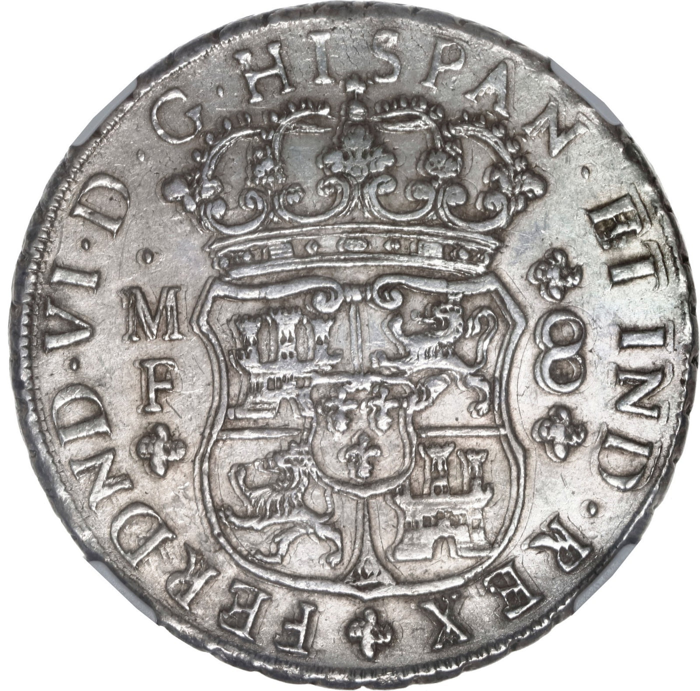 MEXICO Mexico City pillar 8 reales, Ferdinand VI, 1751 MF, reverse double struck
