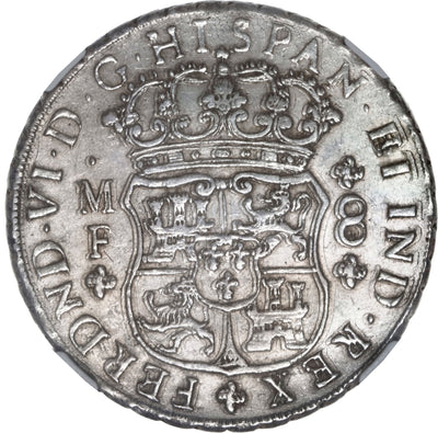 MEXICO Mexico City pillar 8 reales, Ferdinand VI, 1751 MF, reverse double struck