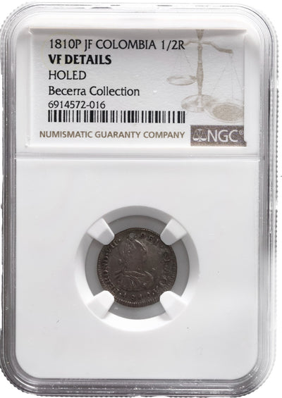 COLOMBIA, Popayán, bust ½ real, Ferdinand VII (bust of Charles IV), 1810 JF, NGC