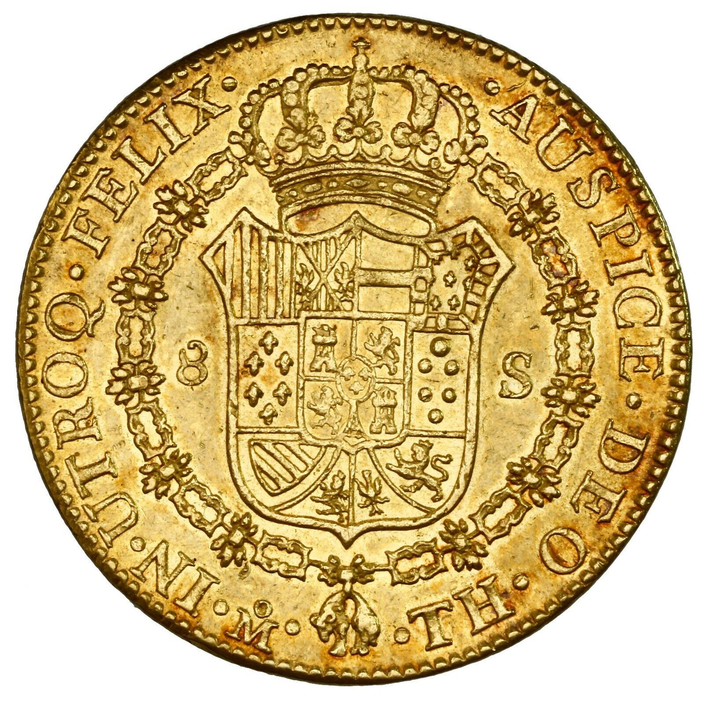 MEXICO Mexico City Gold Bust 8 Escudos Charles IV 1805 TH Fr-43 KM-159 Cal-1649