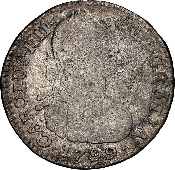 COLOMBIA, Bogotá, bust 1 real, Charles IV, 1799/99 JJ, NGC VG 8, ex-Becerra.