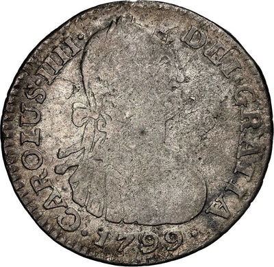 COLOMBIA, Bogotá, bust 1 real, Charles IV, 1799/99 JJ, NGC VG 8, ex-Becerra.