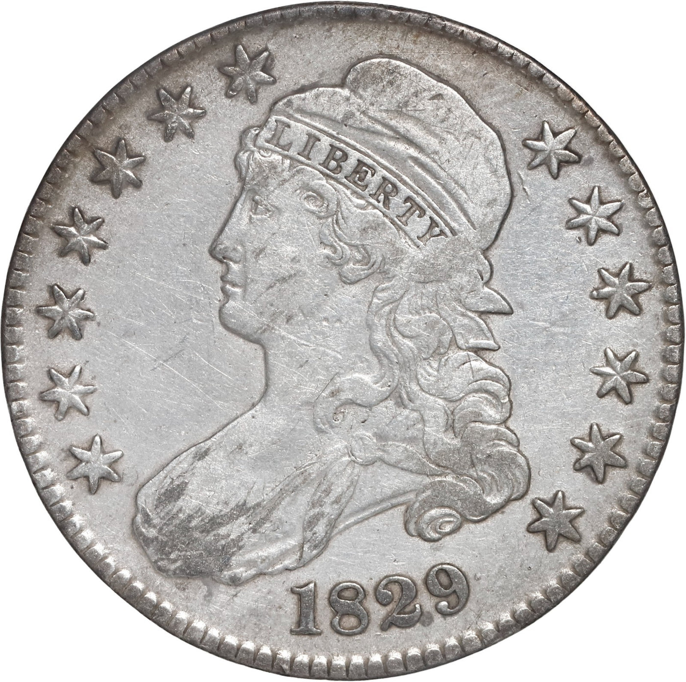 UNITED STATES, Philadelphia mint, Capped Bust half dollar, 1829, Lettered Edge.