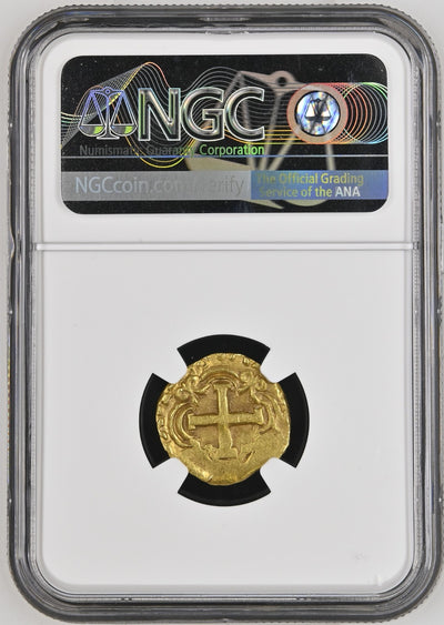COLOMBIA, Bogotá, gold cob 2 escudos, 1748 SR, mintmark FS to left, assayer RS