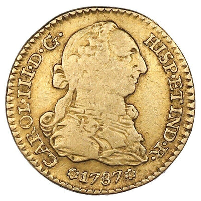 Seville Spain Gold Bust 1 Escudo Charles IV 1787 CM