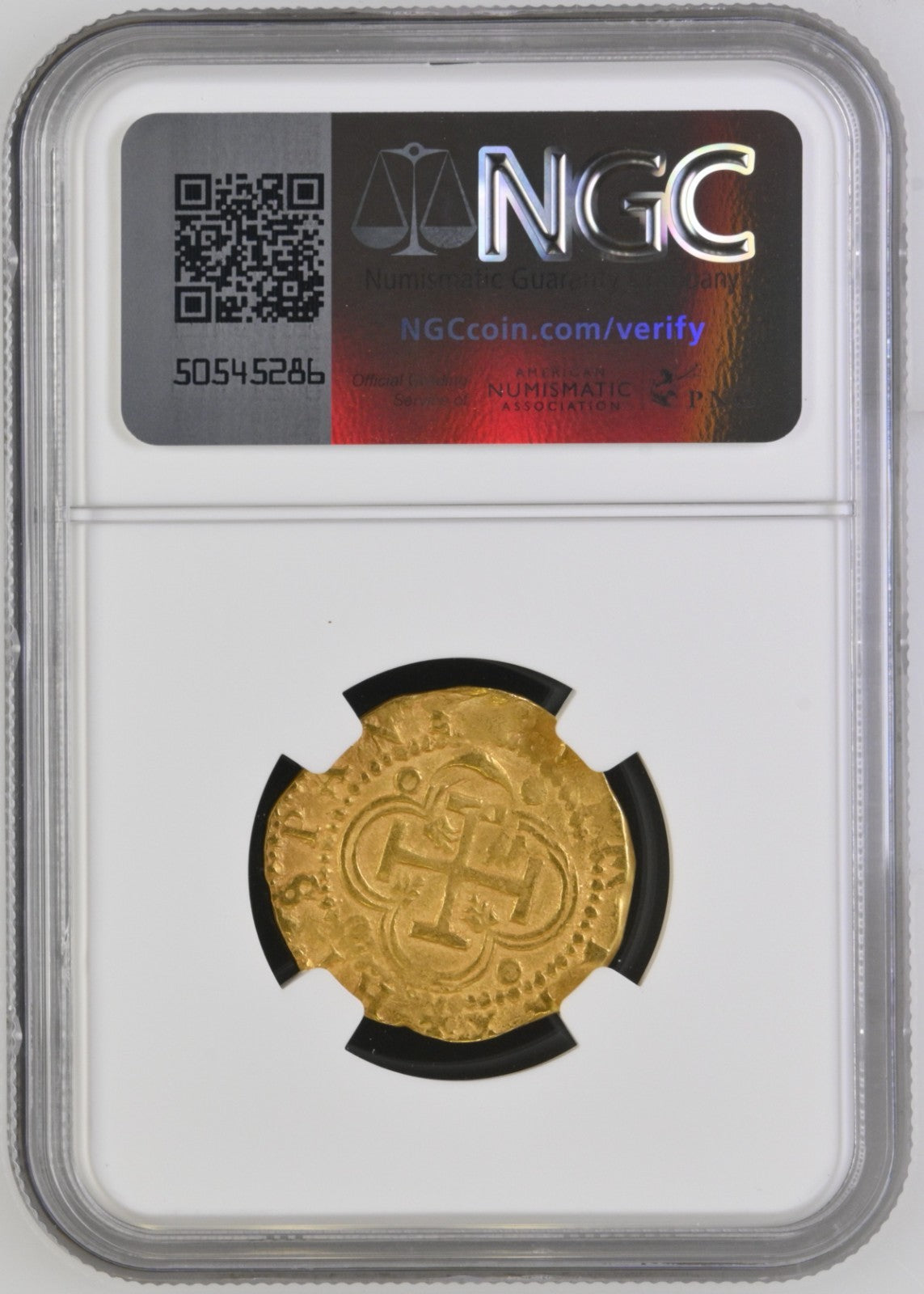 SPAIN, Toledo, gold cob 2 escudos, Philip II, assayer M-in-circle below mintmark