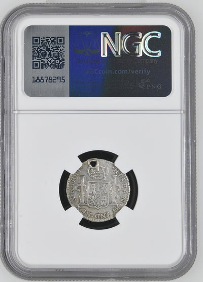COLOMBIA, Bogotá, bust 1 real, Charles IV, 1797 JJ, NGC VF details / holed