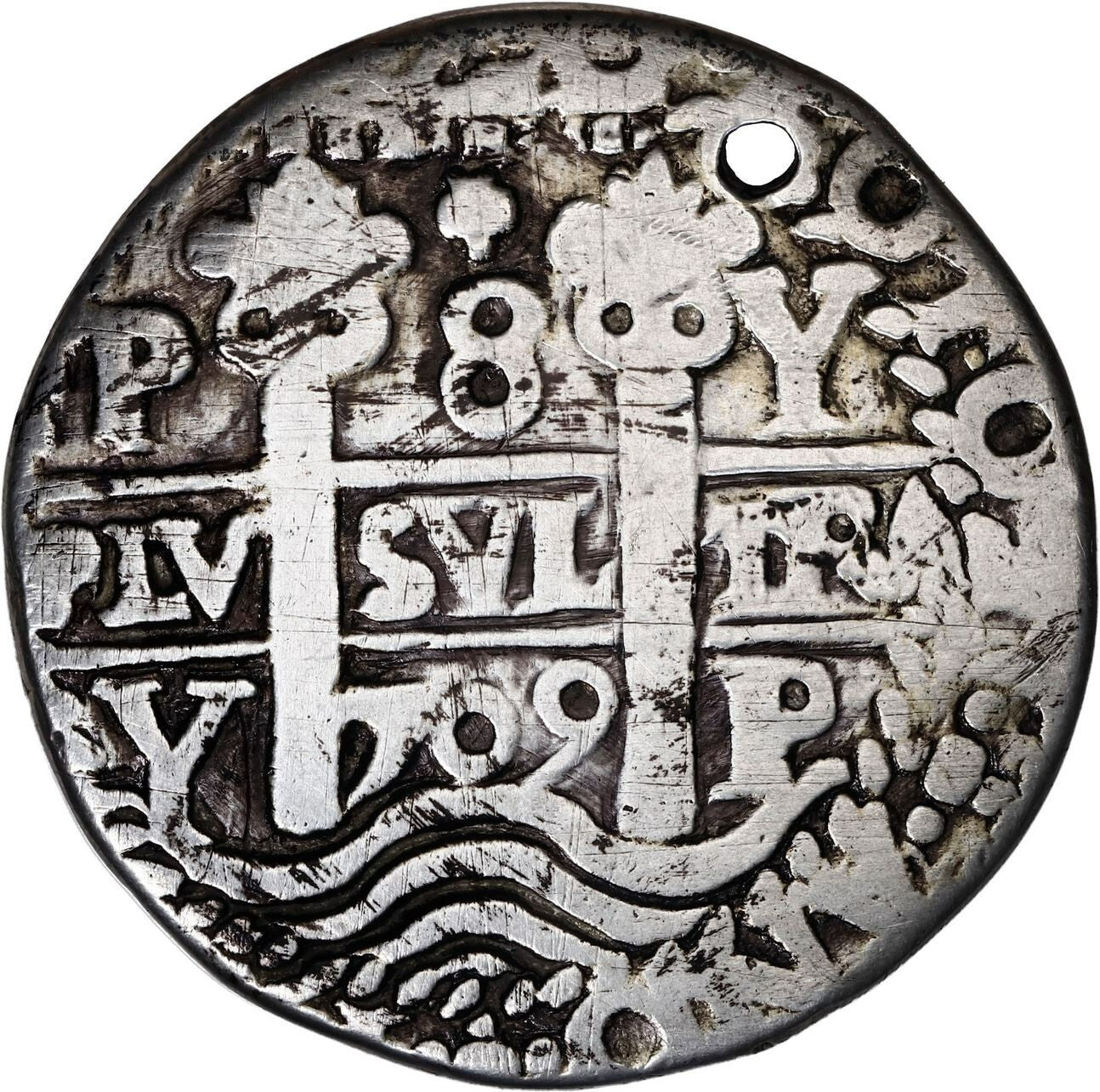 BOLIVIA Potosí Silver Cob 8 Reales Royal (Galano) 1709 Y Rare Sedwick-P43a