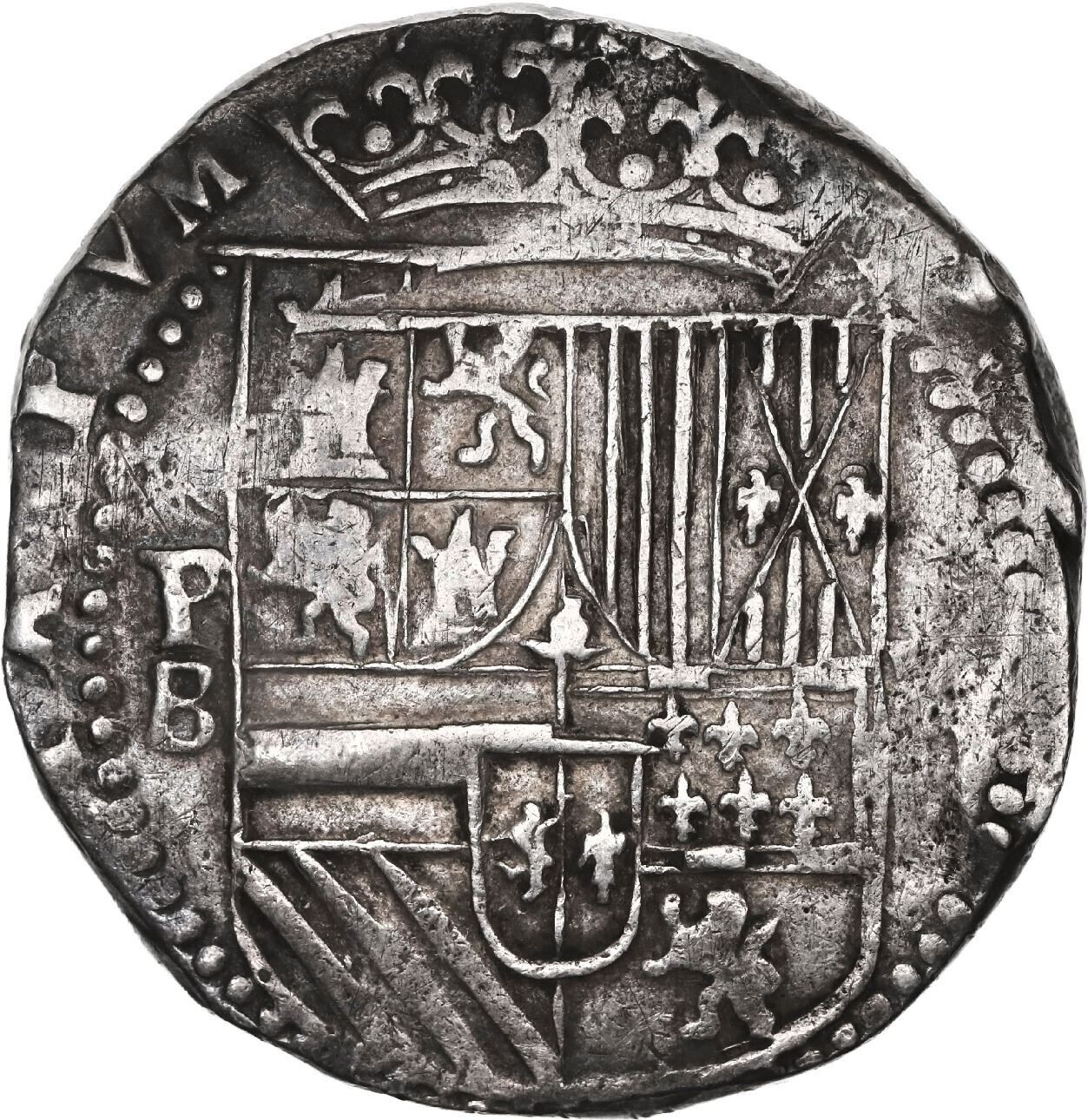 Potosí, Bolivia Silver Cob 8 Reales Philip II Assayer B (3rd Period) #1042